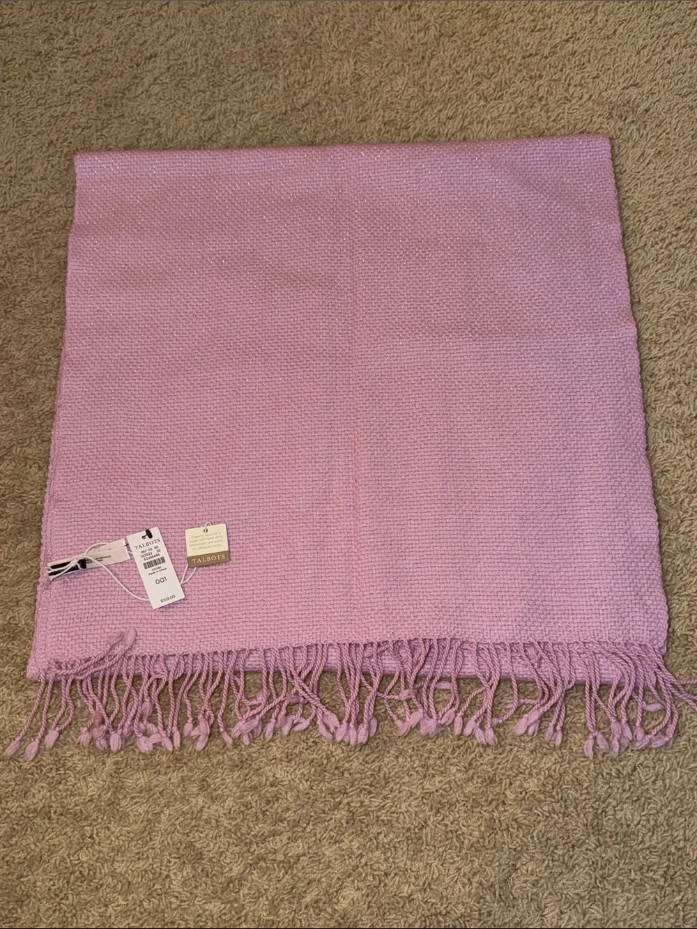 Talbots Lavender Knit Fringe Wrap Scarf